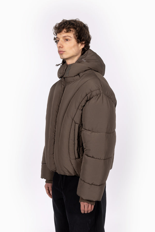 ABSTRACT BROWN PUFFER JACKET