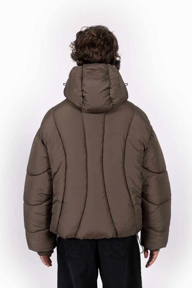 ABSTRACT BROWN PUFFER JACKET