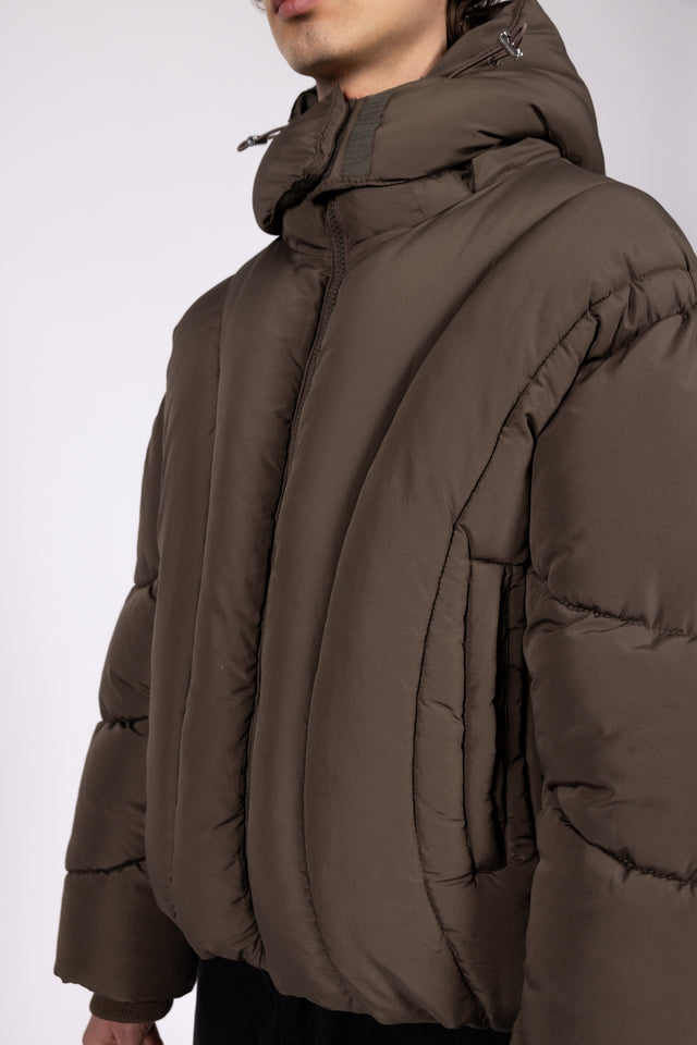ABSTRACT BROWN PUFFER JACKET