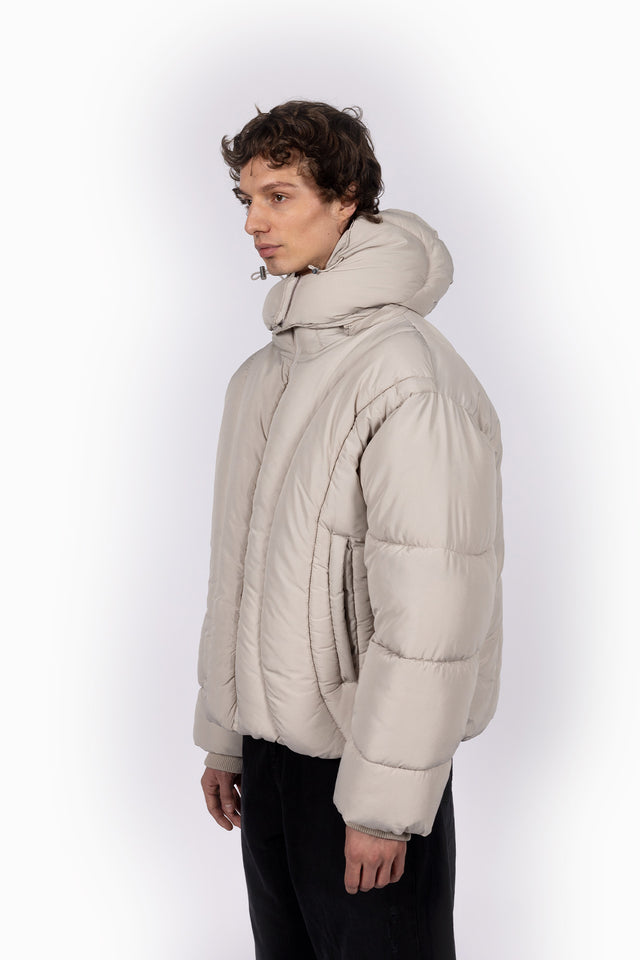 ABSTRACT TAUPE PUFFER JACKET