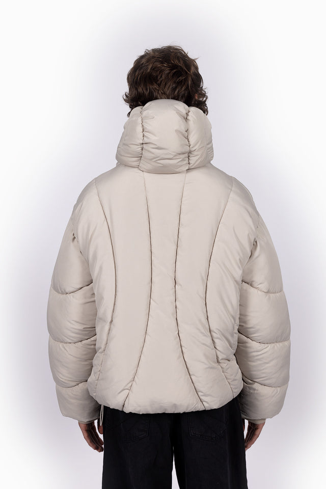 ABSTRACT TAUPE PUFFER JACKET