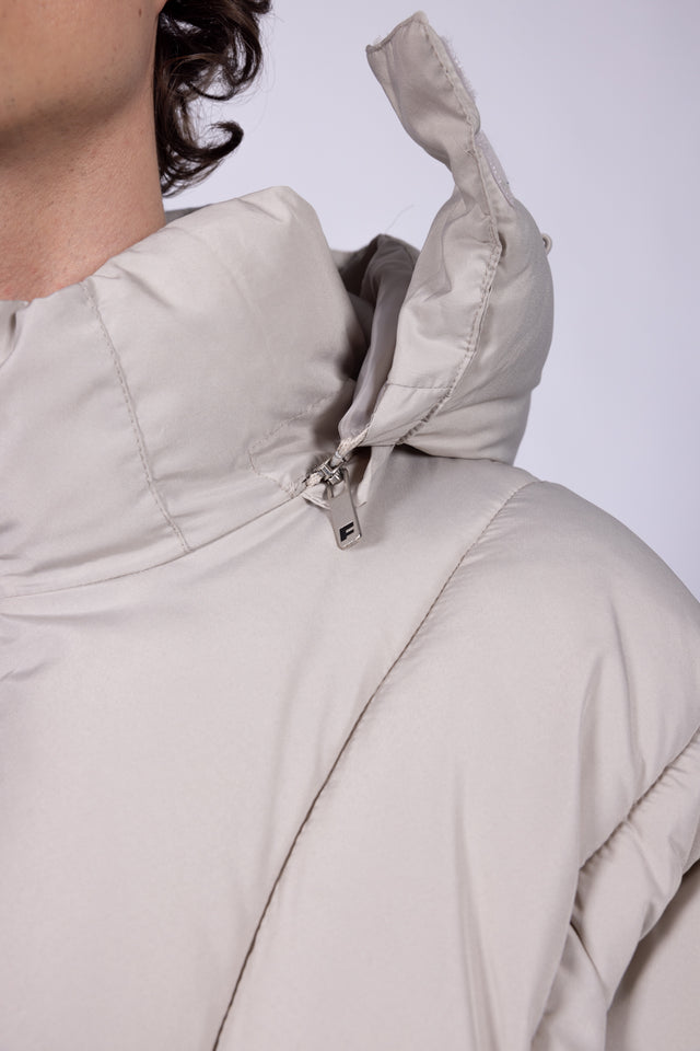 ABSTRACT TAUPE PUFFER JACKET