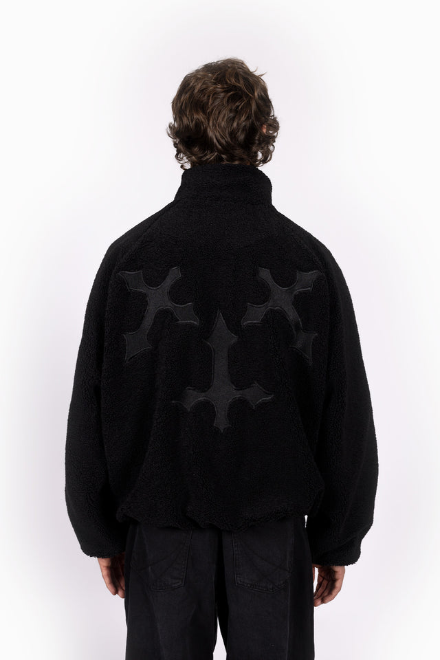 EMBROIDERY BLACK FLEECE JACKET