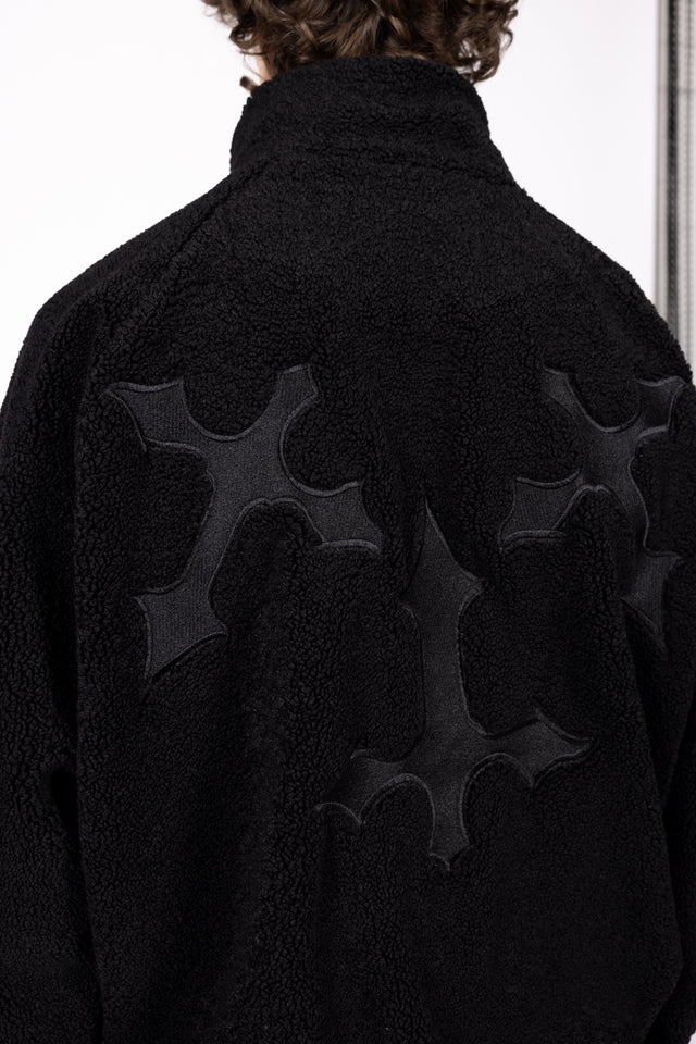 EMBROIDERY BLACK FLEECE JACKET