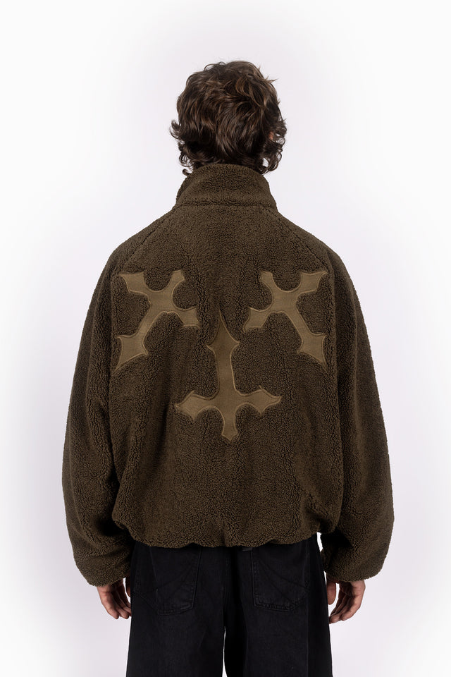 EMBROIDERY CROCO FLEECE JACKET