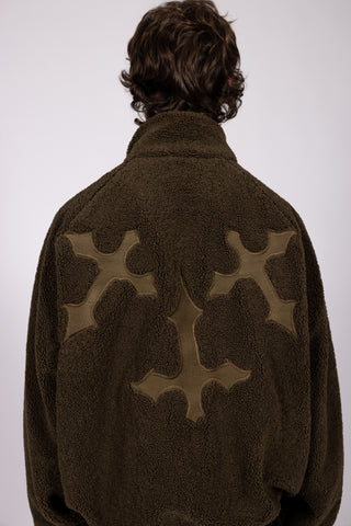 EMBROIDERY CROCO FLEECE JACKET