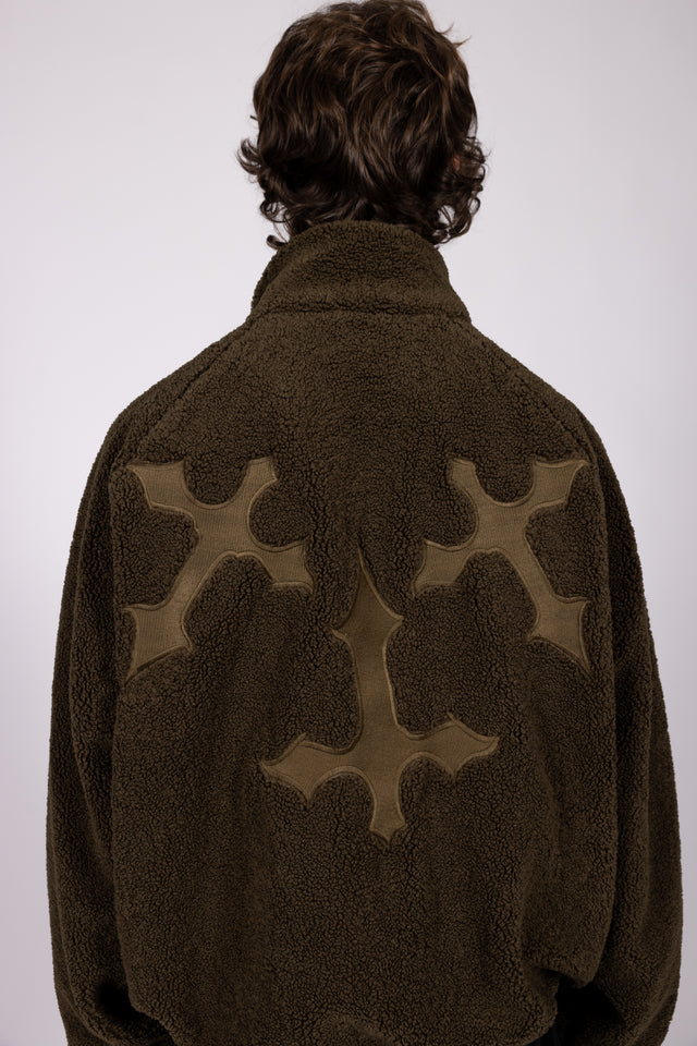 EMBROIDERY CROCO FLEECE JACKET