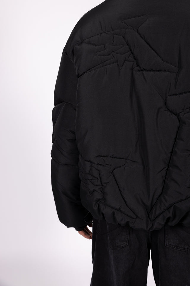 EMBROIDERY BLACK PUFFER JACKET