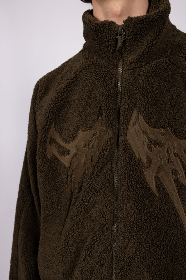 EMBROIDERY CROCO FLEECE JACKET