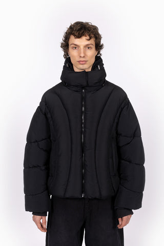 ABSTRACT BLACK PUFFER JACKET