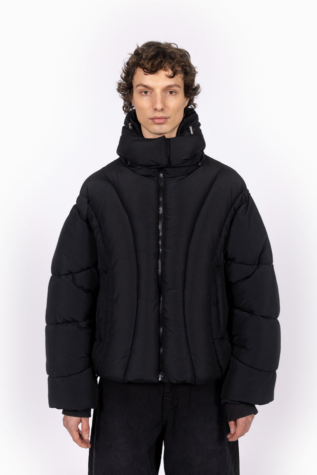 ABSTRACT BLACK PUFFER JACKET