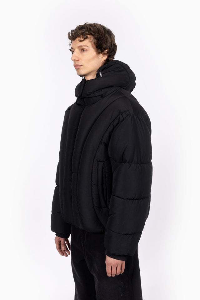 ABSTRACT BLACK PUFFER JACKET