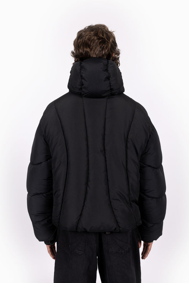 ABSTRACT BLACK PUFFER JACKET