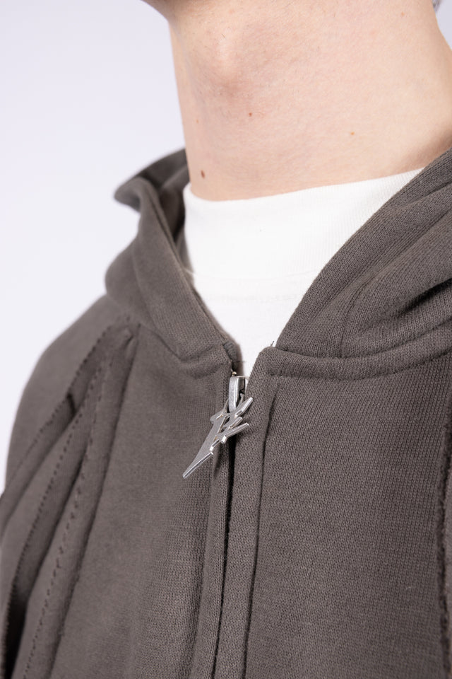 LIGHT GRAY MELANGE FRONT ZIP