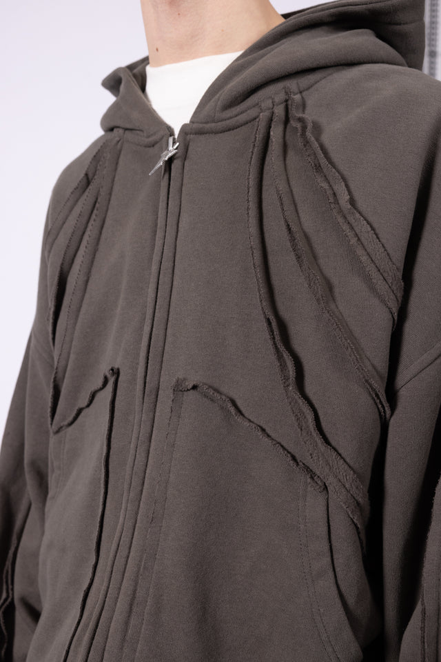 LIGHT GRAY MELANGE FRONT ZIP