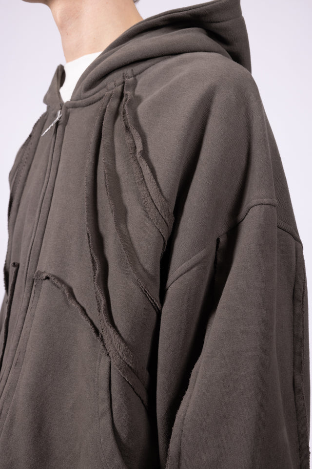 LIGHT GRAY MELANGE FRONT ZIP