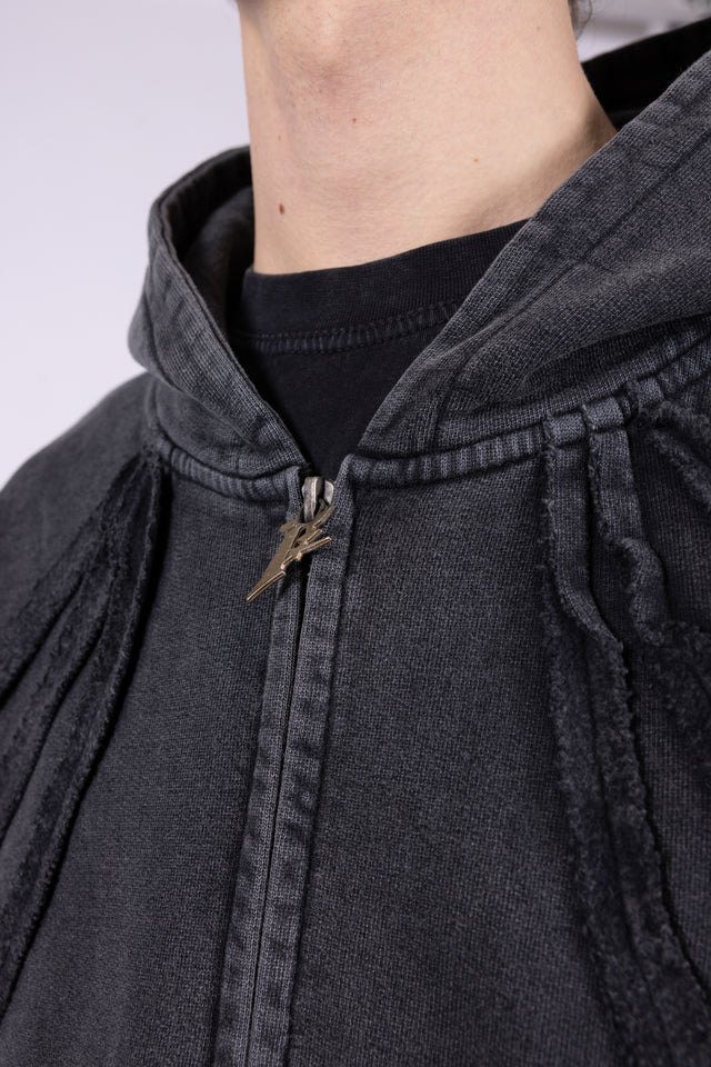 LIGHT GRAY MELANGE FRONT ZIP