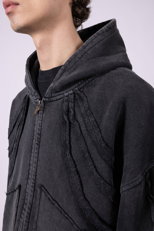 LIGHT GRAY MELANGE FRONT ZIP
