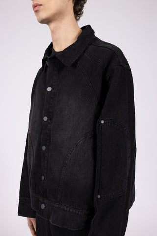 OVERSIZED BLACK WASHED DENIM JACKET