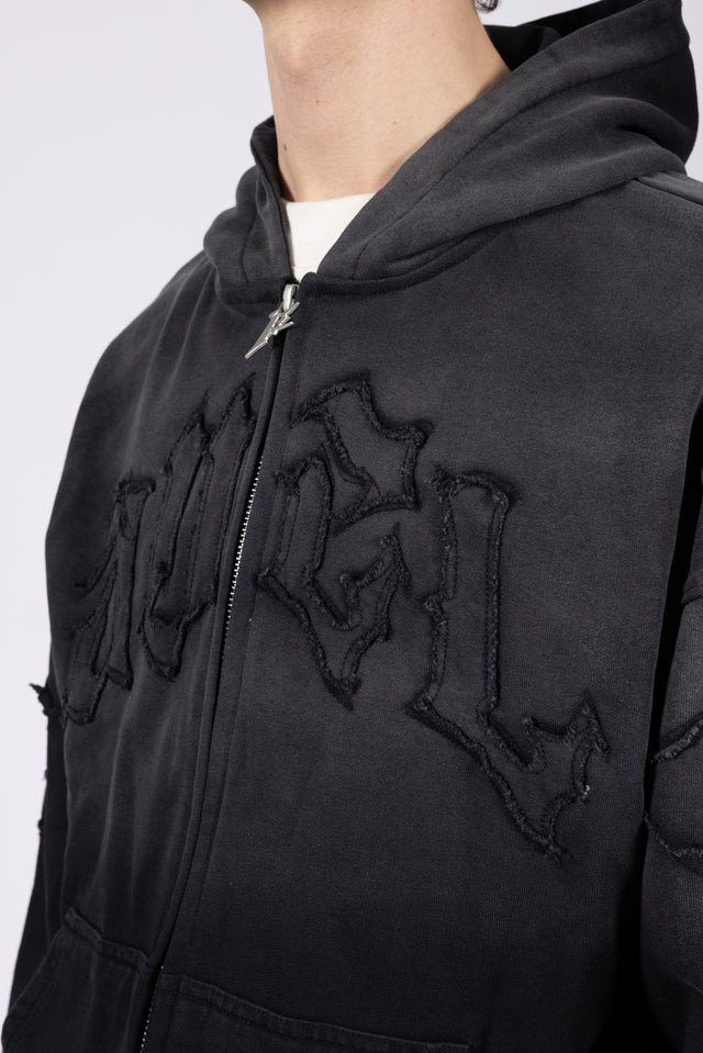 CORRUPTED GRADIENT BLACK WASHED FRONTZIP