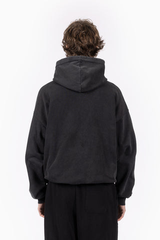 DISTRESSED PATCH BLACK WASHED FRONTZIP