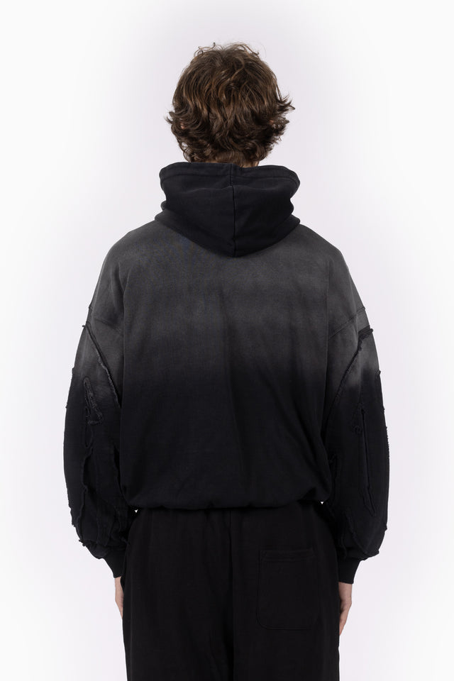 CORRUPTED GRADIENT BLACK WASHED FRONTZIP