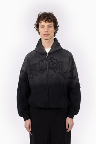 CORRUPTED GRADIENT BLACK WASHED FRONTZIP