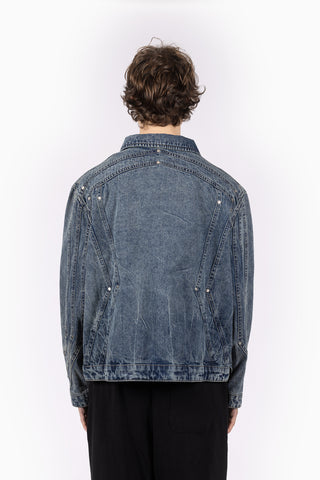 HEAVY CUTLINE BLUE WAVE WASHED DENIM JACKET