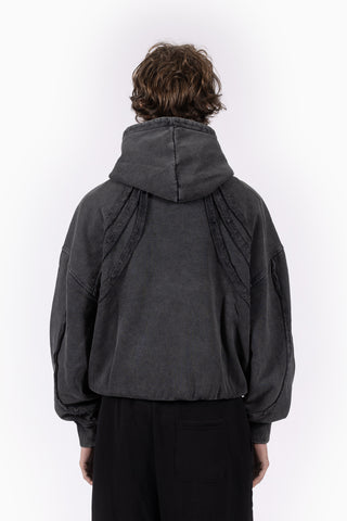 CUTLINE BLACK WASHED FRONTZIP