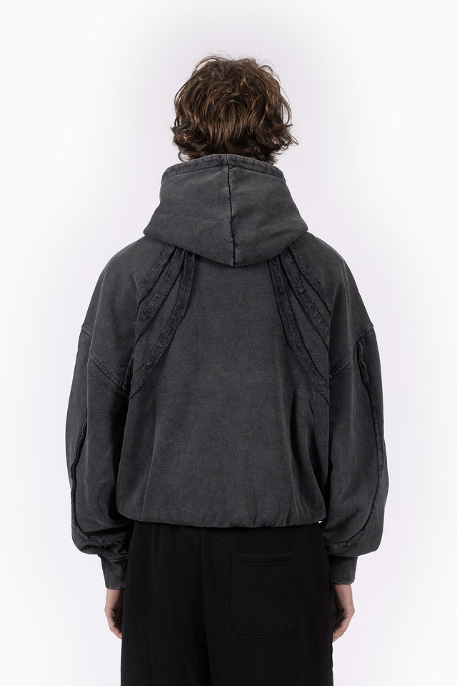LIGHT GRAY MELANGE FRONT ZIP