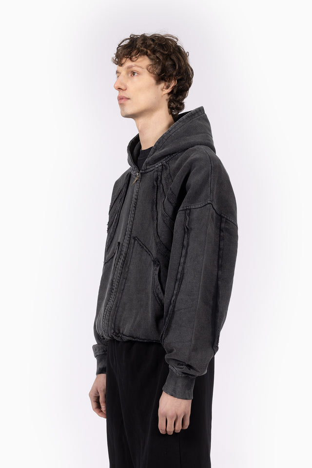 LIGHT GRAY MELANGE FRONT ZIP