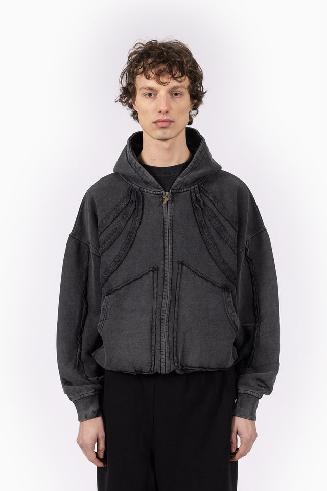 LIGHT GRAY MELANGE FRONT ZIP