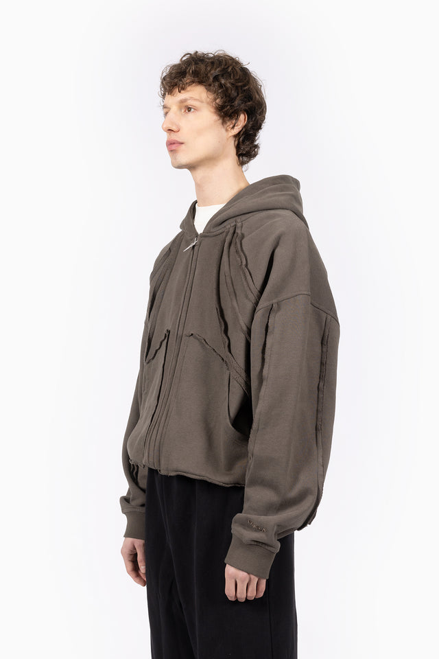 LIGHT GRAY MELANGE FRONT ZIP