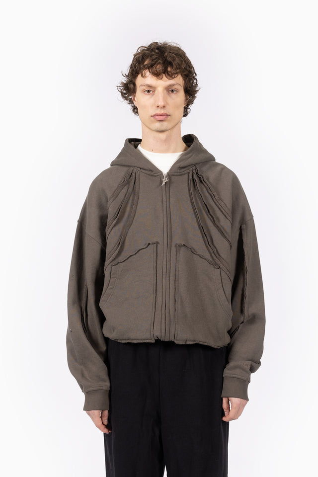 LIGHT GRAY MELANGE FRONT ZIP