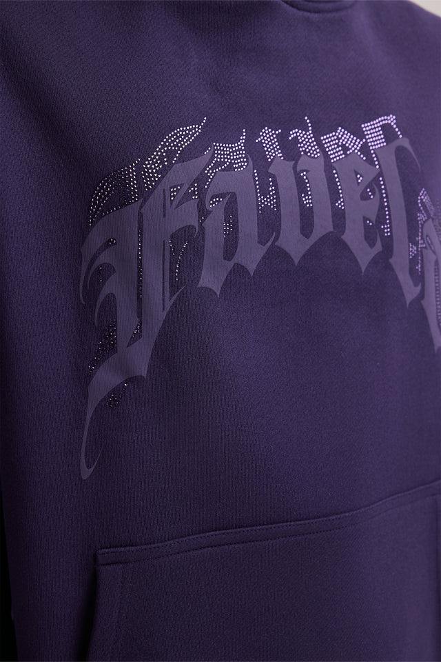 AVES RHINESTONE PLUM SNAP BUTTON HOODIE