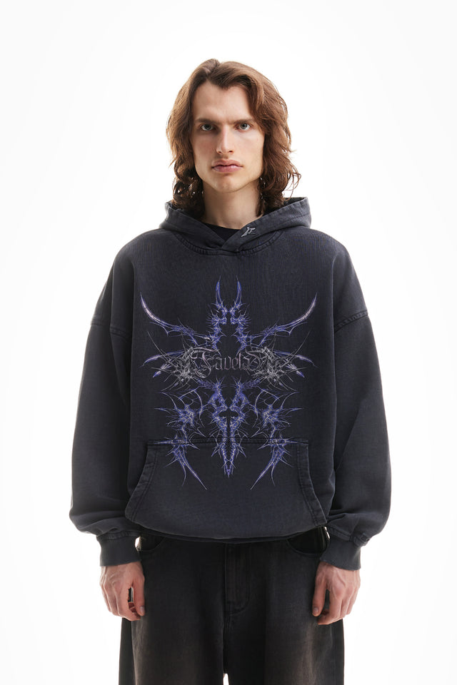 %SHARP BLACK WASHED HOODIE%