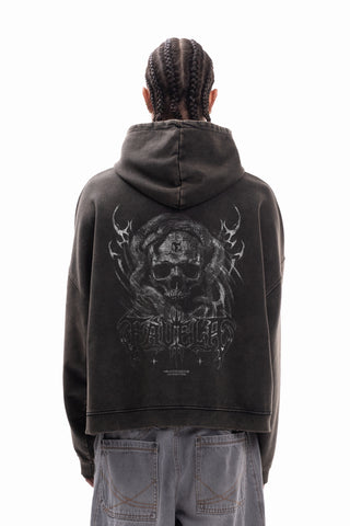 NIGHTBORN DISTRESSED ANTHRA BOXY FRONTZIP