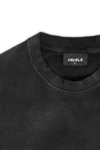 LIGHTNING OUTLINE ENZYME BLACK DISTRESSED T-SHIRT