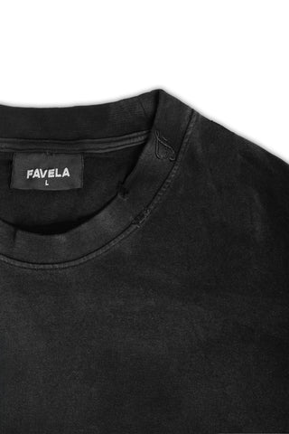 LIGHTNING OUTLINE ENZYME BLACK DISTRESSED T-SHIRT