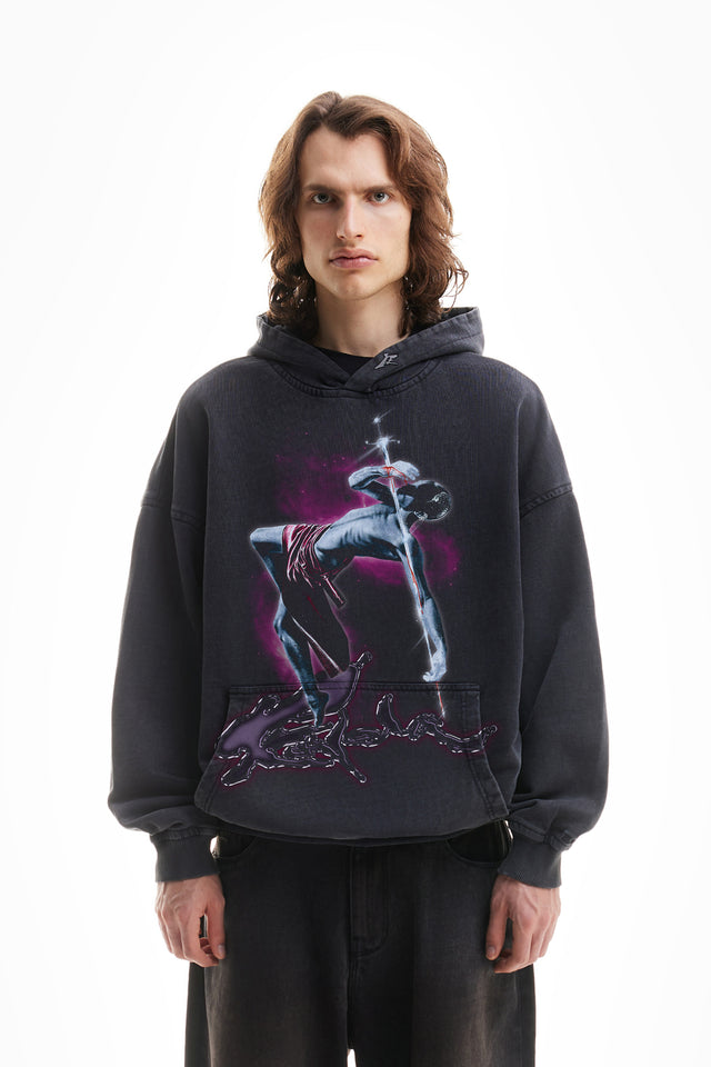 %SWORD BLACK WASHED HOODIE%