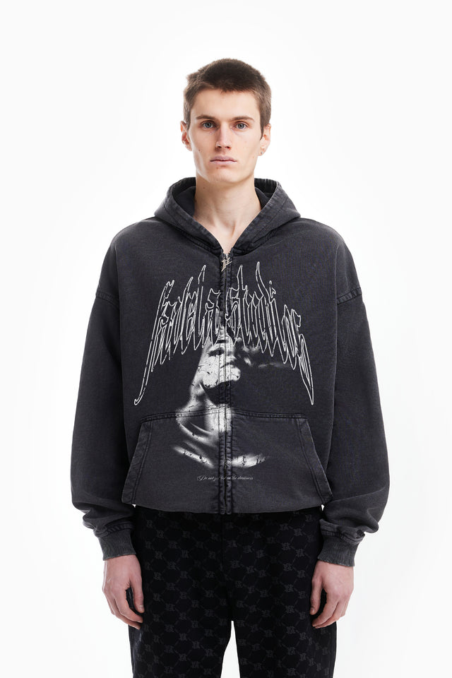 %SIN BLACK WASHED FRONTZIP%