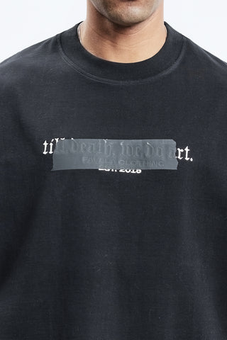 TILL DEATH TAPE BOXY BLACK T-SHIRT
