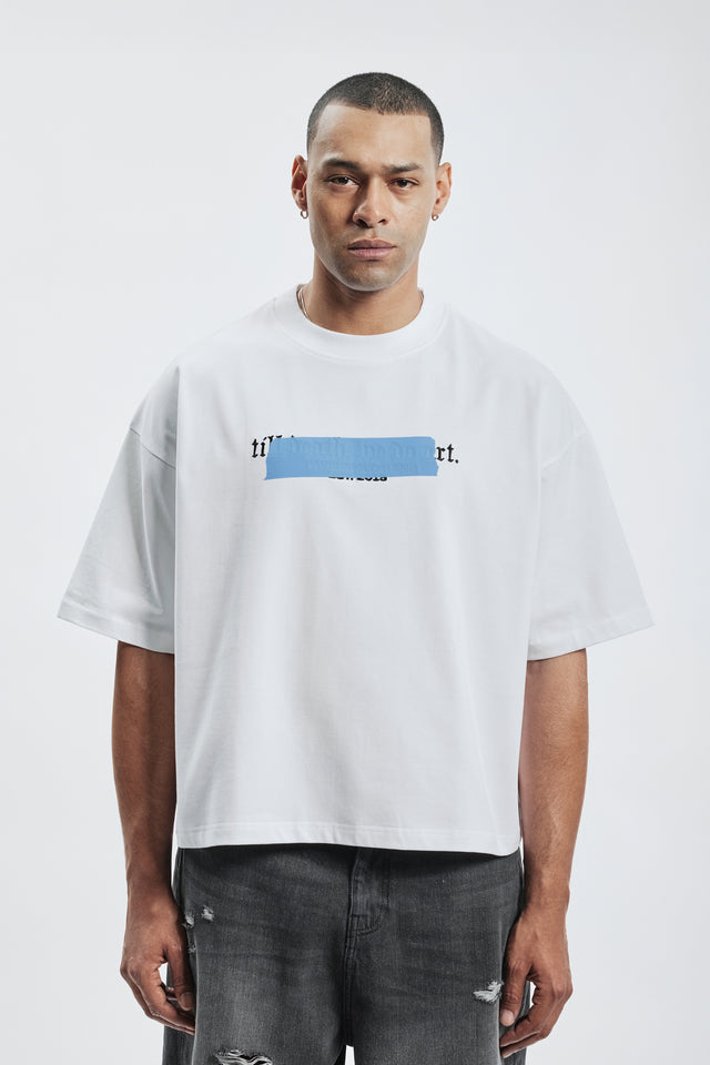 TILL DEATH TAPE BOXY WHITE T-SHIRT