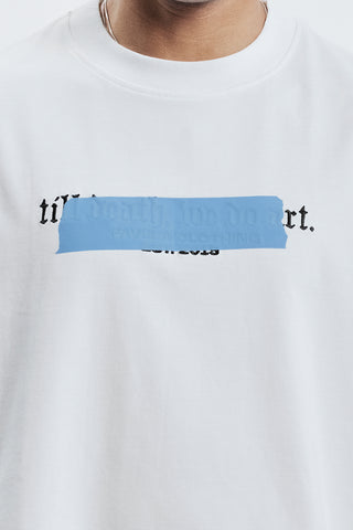 TILL DEATH TAPE BOXY WHITE T-SHIRT