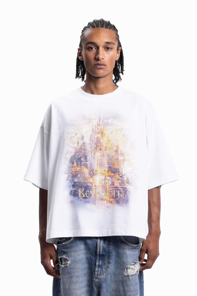 TEMPLE WHITE BOXY T-SHIRT