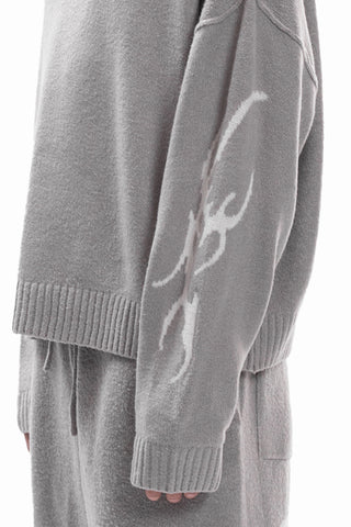 TRIBAL KNIT POLO SWEATER GREY