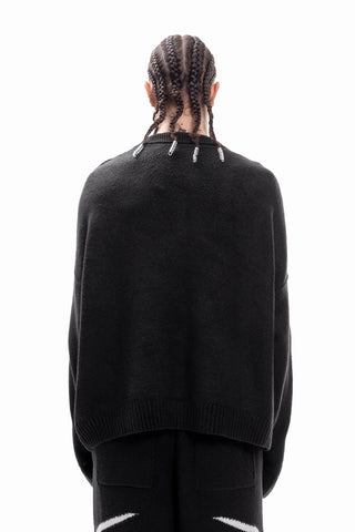 TRIBAL KNIT POLO SWEATER BLACK