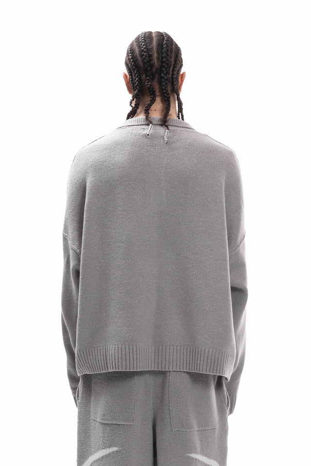 TRIBAL KNIT POLO SWEATER GREY