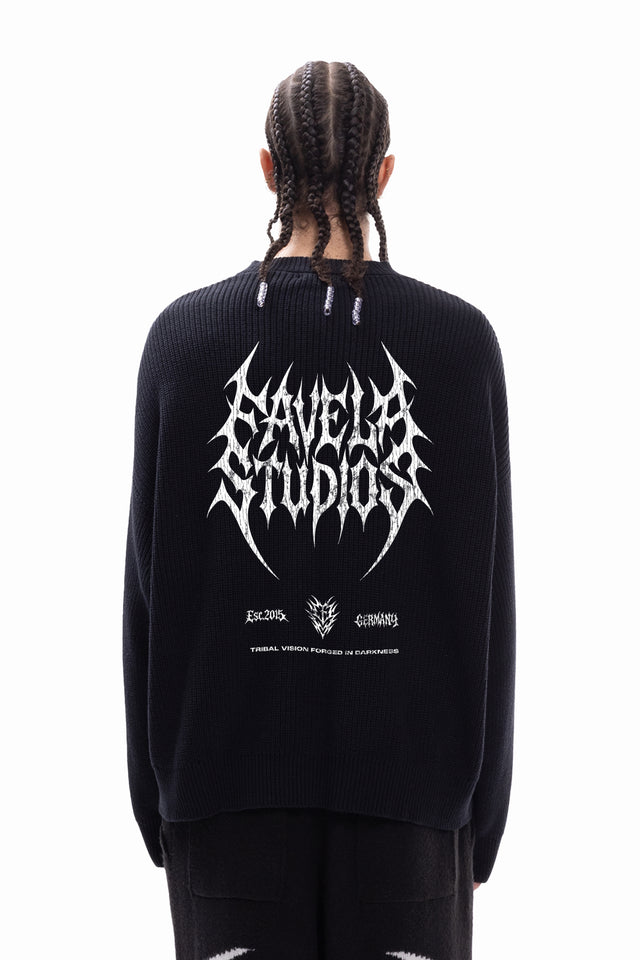 FAVELA STUDIOS KNIT BLACK CREWNECK