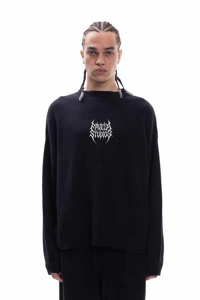 FAVELA STUDIOS KNIT BLACK CREWNECK
